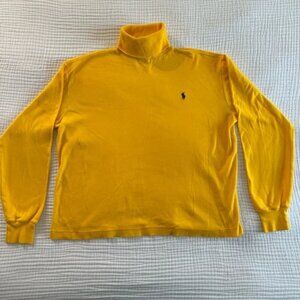 VINTAGE Polo Ralph Lauren Turtleneck Shirt Mens Medium Yellow Blue Pony